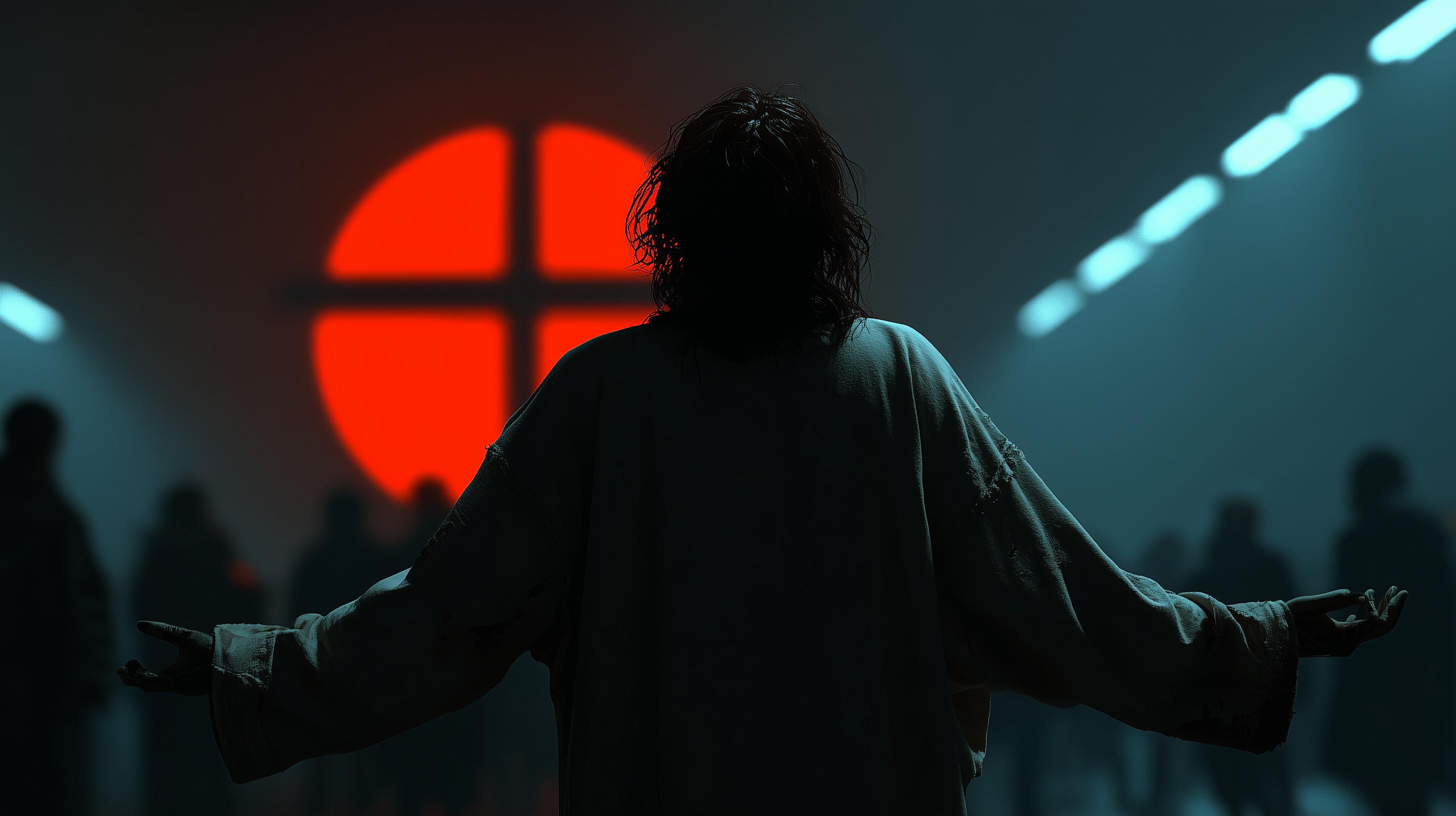 Jesus worship silhouette with cross